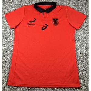 Asics Springboks South Africa Rugby Polo Shirt Men's Size Large Short Sleeve Red